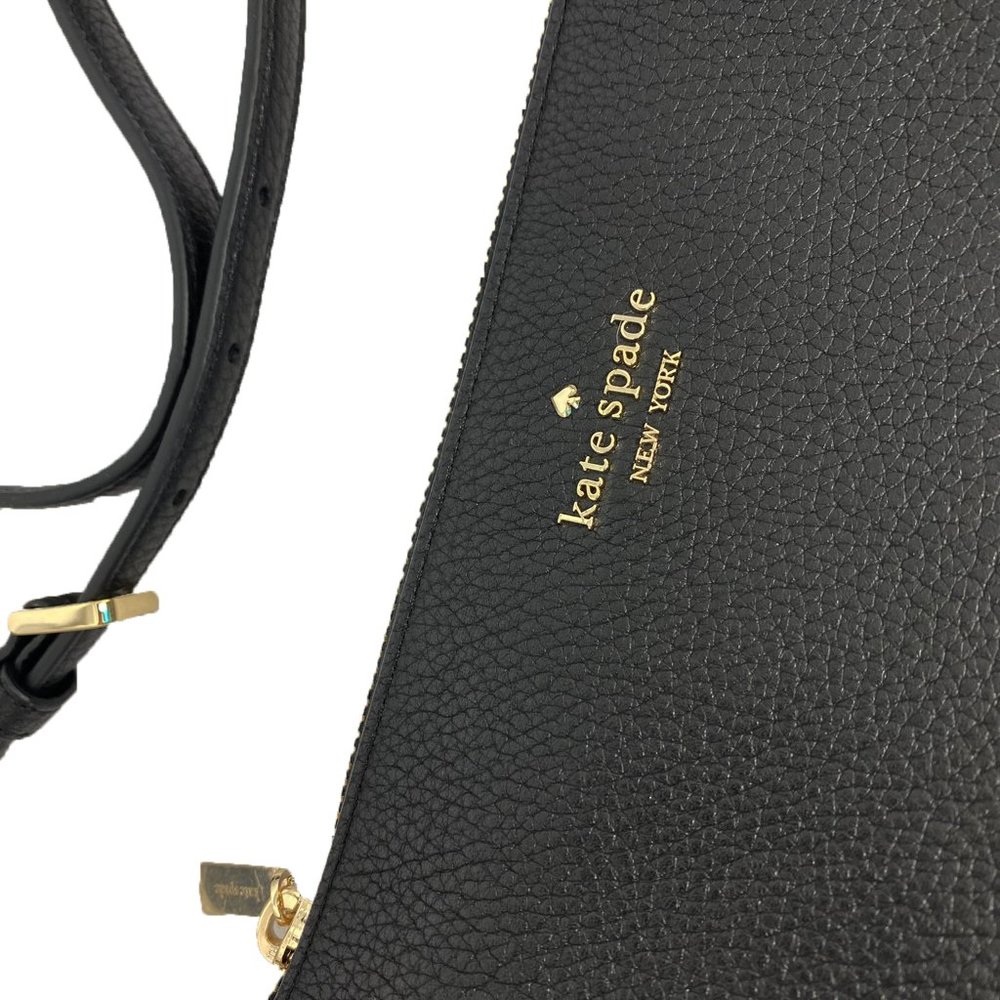 Kate Spade Triple Gusset Crossbody Pebbled Leather Black Latest Fashion - Picture 2 of 8